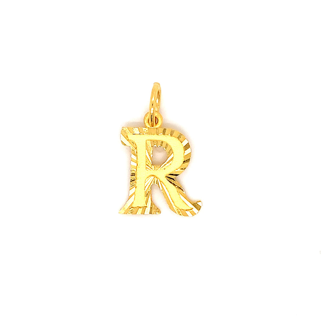 22K YG Alphabet R Pendant-1pc