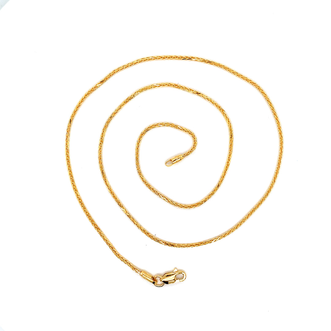 22K YG Unisex Wheat Chain-1pc