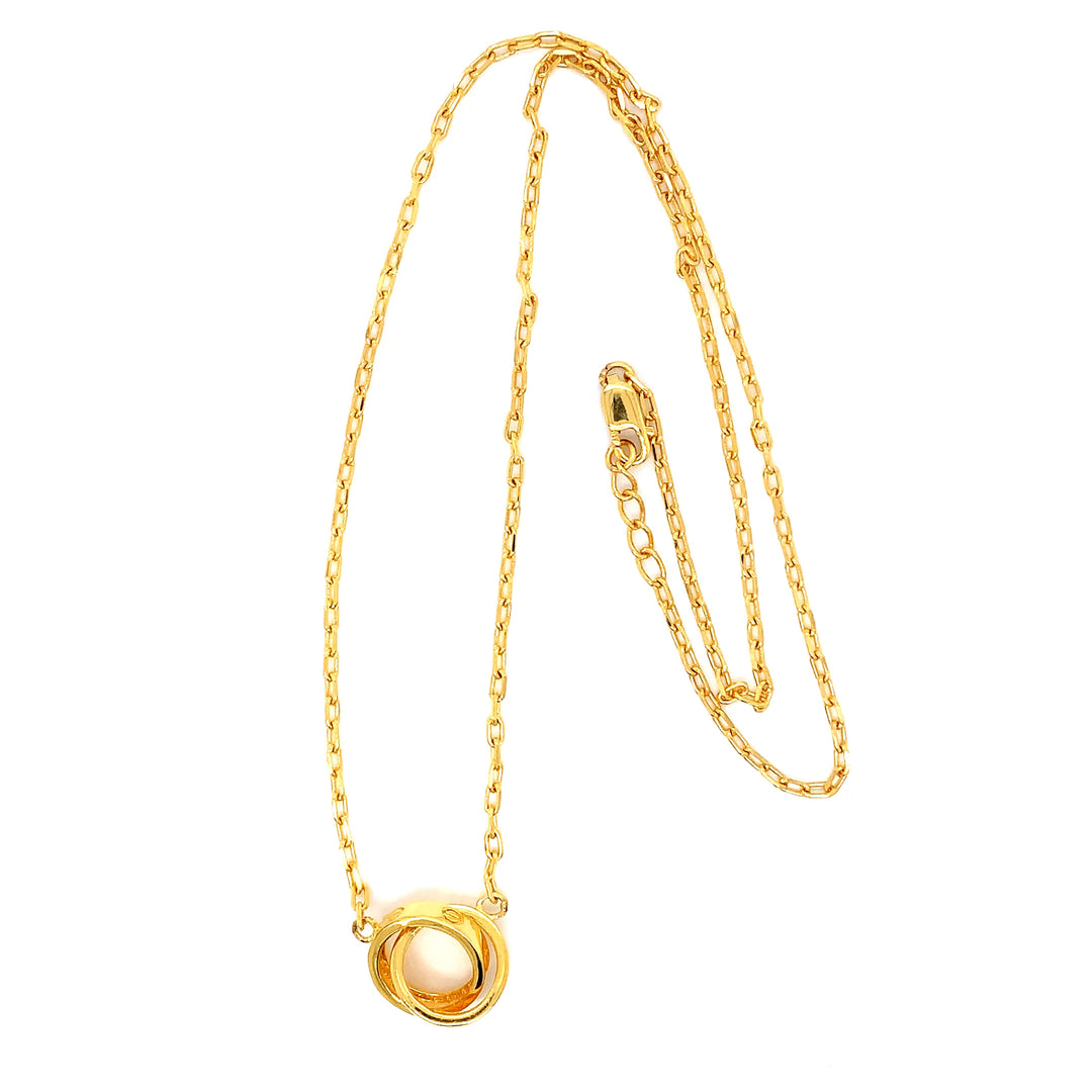 22K YG Fancy Double Circle Necklace-1pc