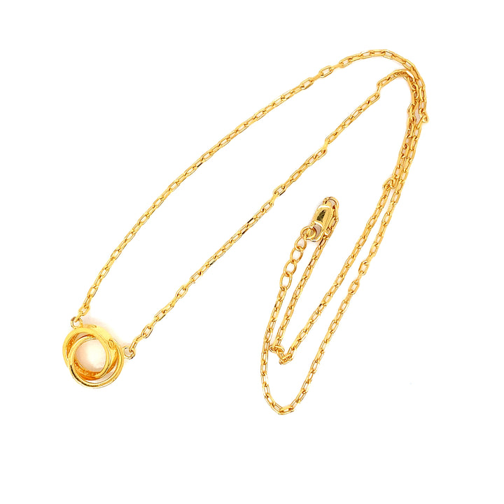22K YG Fancy Double Circle Necklace-1pc