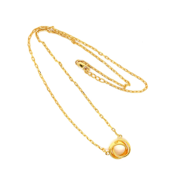 22K YG Fancy Double Circle Necklace-1pc