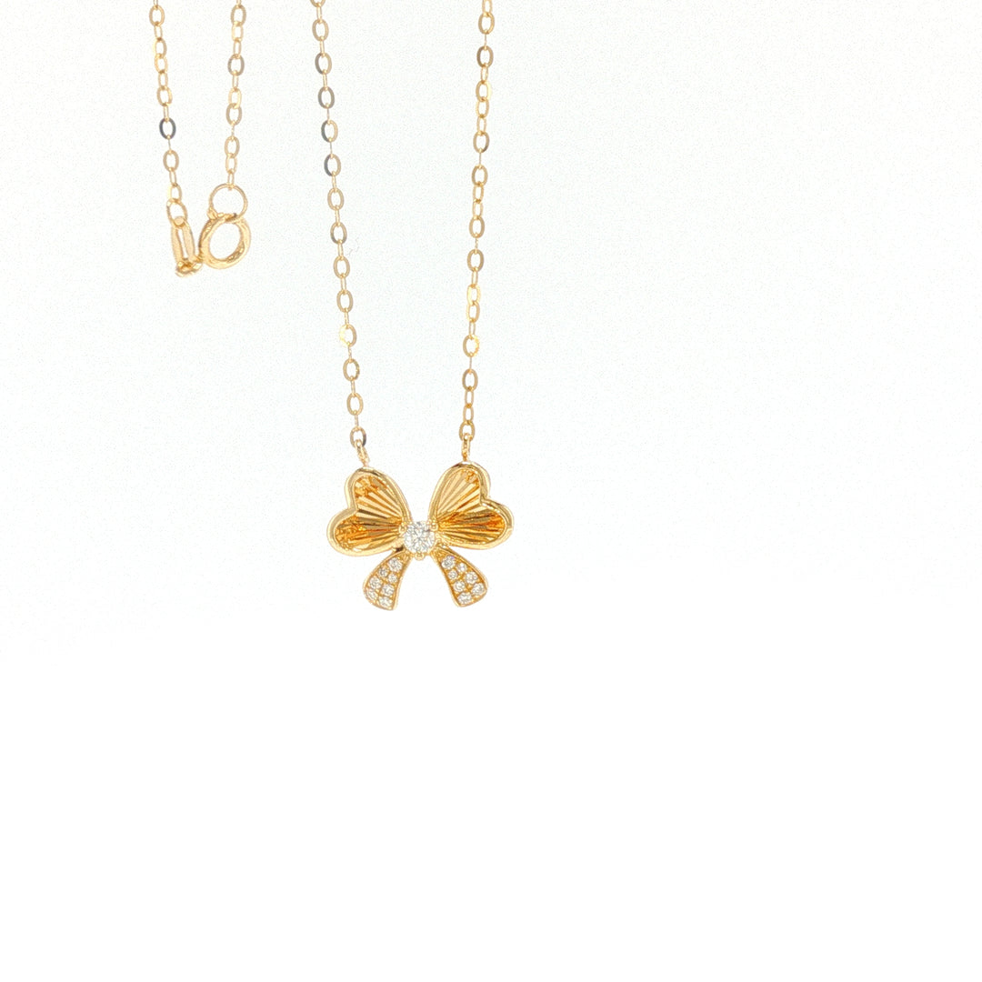 18K YG Diamond Bow Necklace