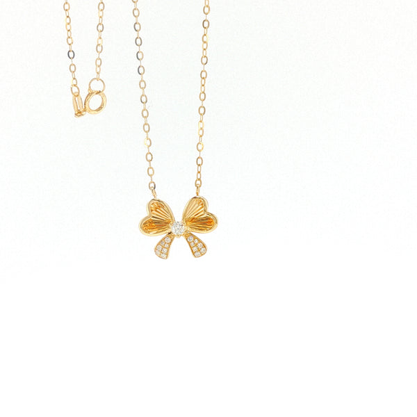 18K YG Diamond Bow Necklace