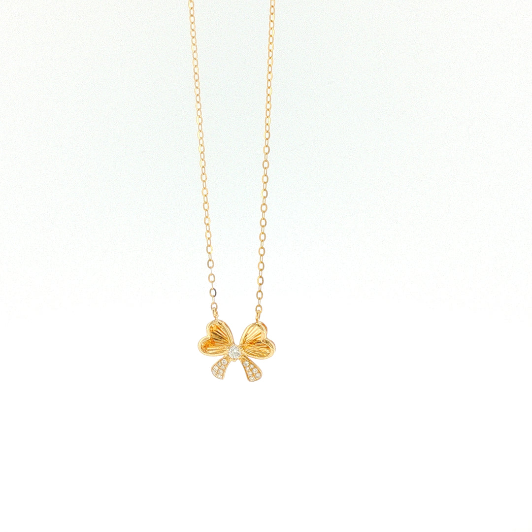 18K YG Diamond Bow Necklace