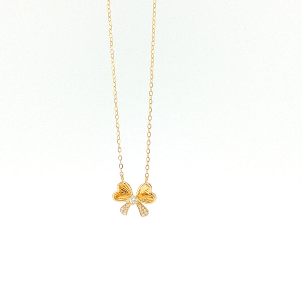 18K YG Diamond Bow Necklace