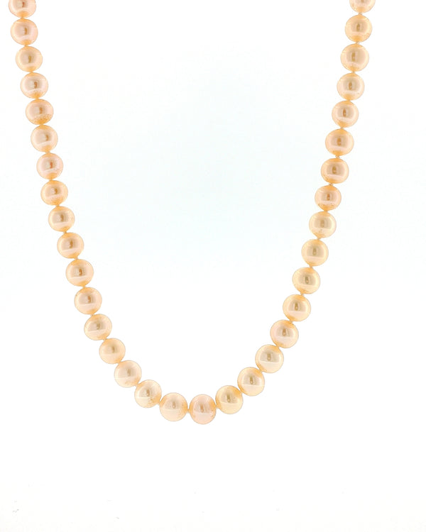 6mm Peach FWP Neckalce-43.7cm with Sterling Silver Clasp