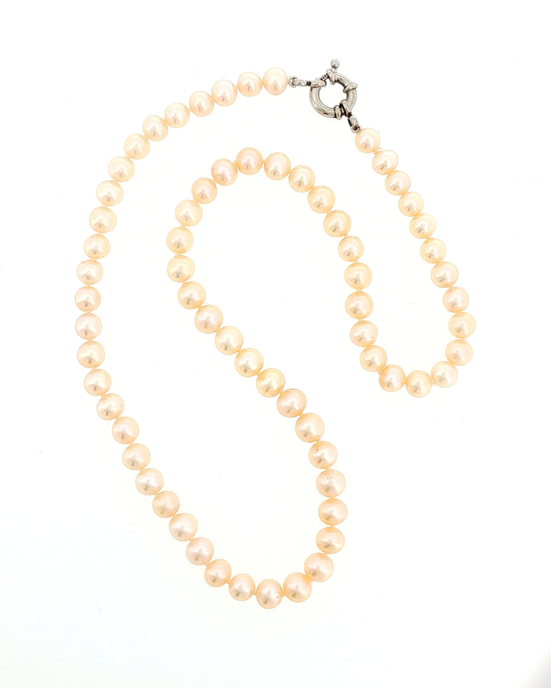 6mm Peach FWP Neckalce-43.7cm with Sterling Silver Clasp
