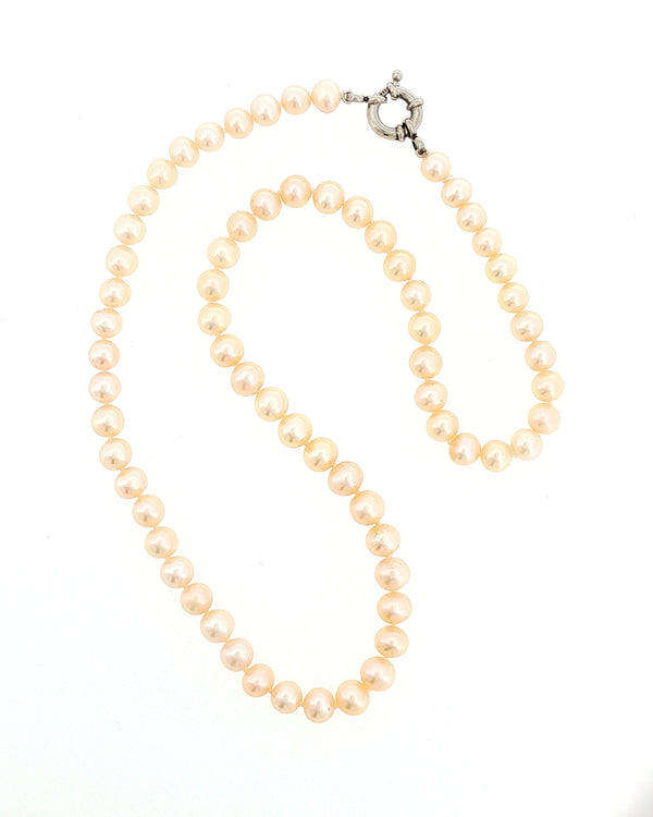 6mm Peach FWP Neckalce-43.7cm with Sterling Silver Clasp
