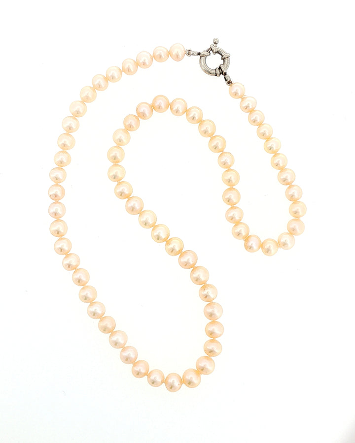 6mm Peach FWP Neckalce-43.7cm with Sterling Silver Clasp