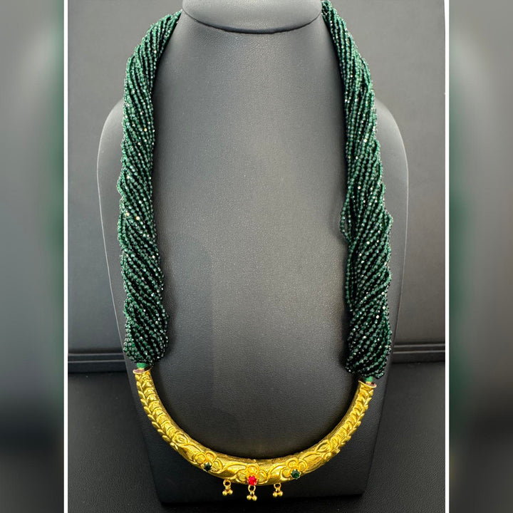 24K YG Green Crystal Hasuli-1pc