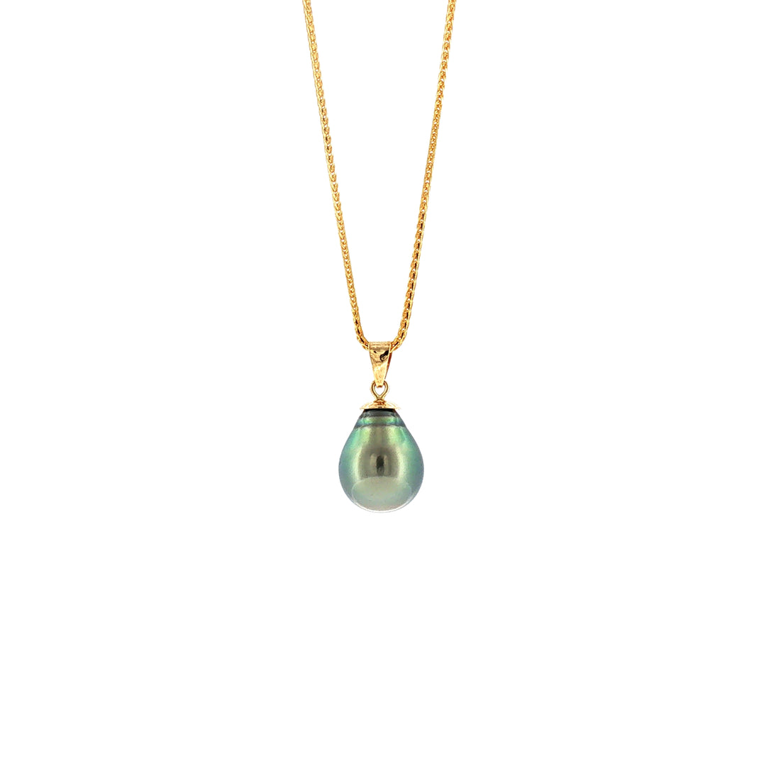 18K YG Pedant with 9-10mm Tahitian Pearl