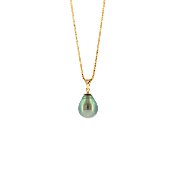 18K YG Pedant with 9-10mm Tahitian Pearl