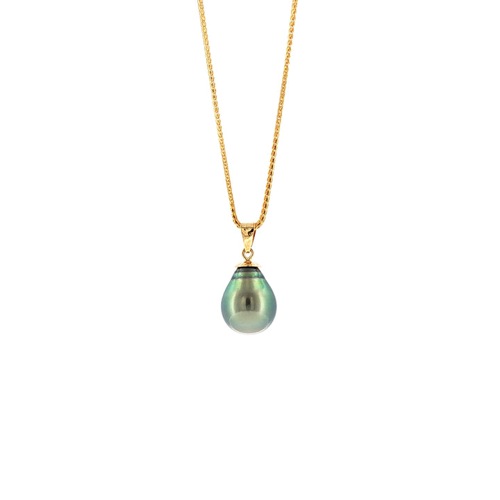 18K YG Pedant with 9-10mm Tahitian Pearl