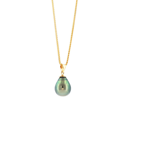 18K YG Pedant with 9-10mm Tahitian Pearl