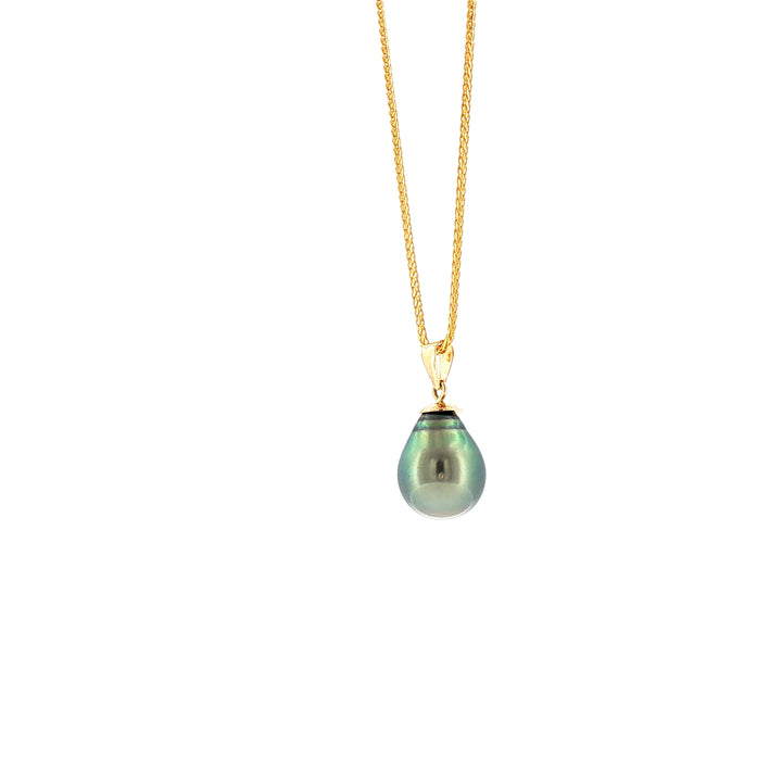 18K YG Pedant with 9-10mm Tahitian Pearl