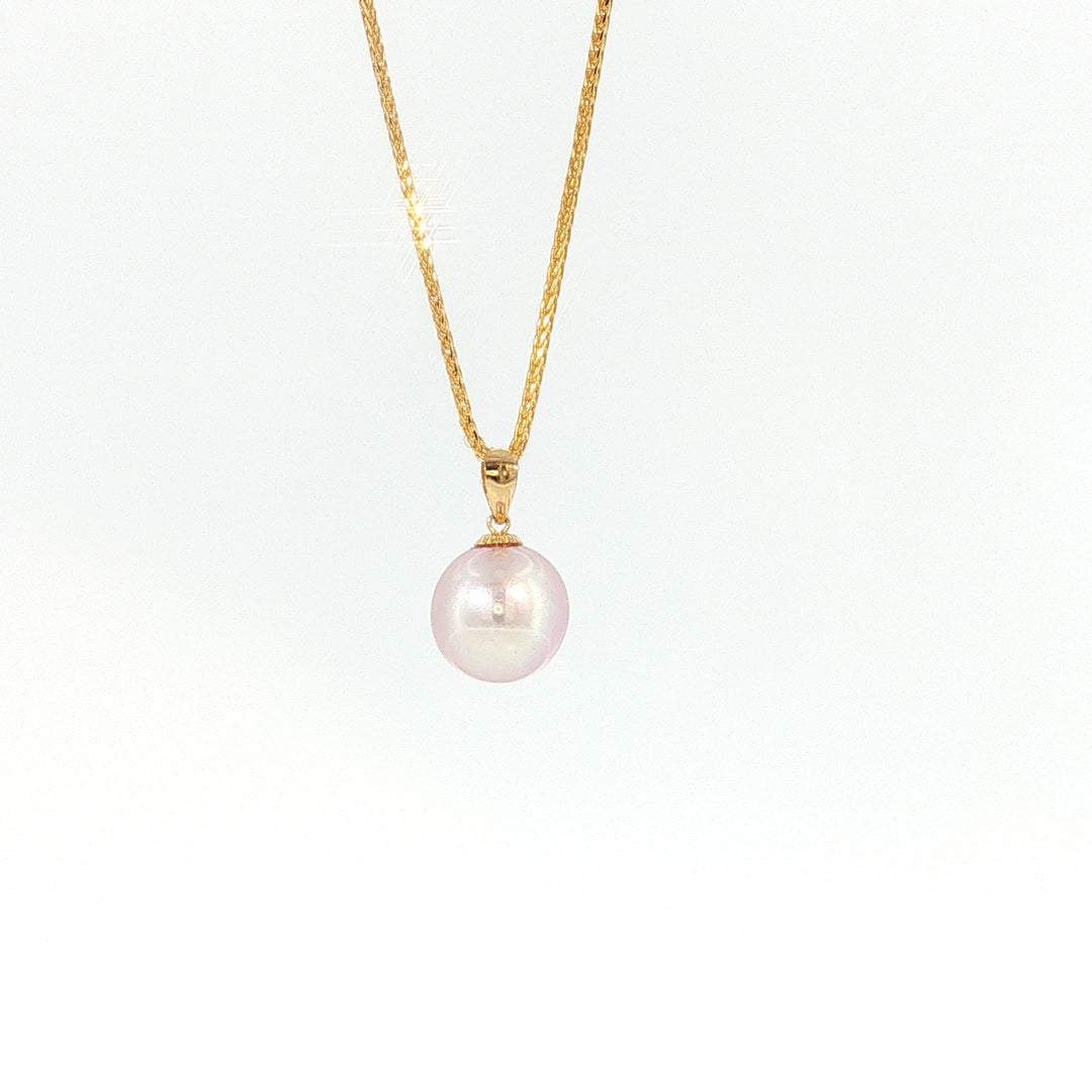 18K YG Pendant with 9.33mm lavender Fresh water pearl Pendant