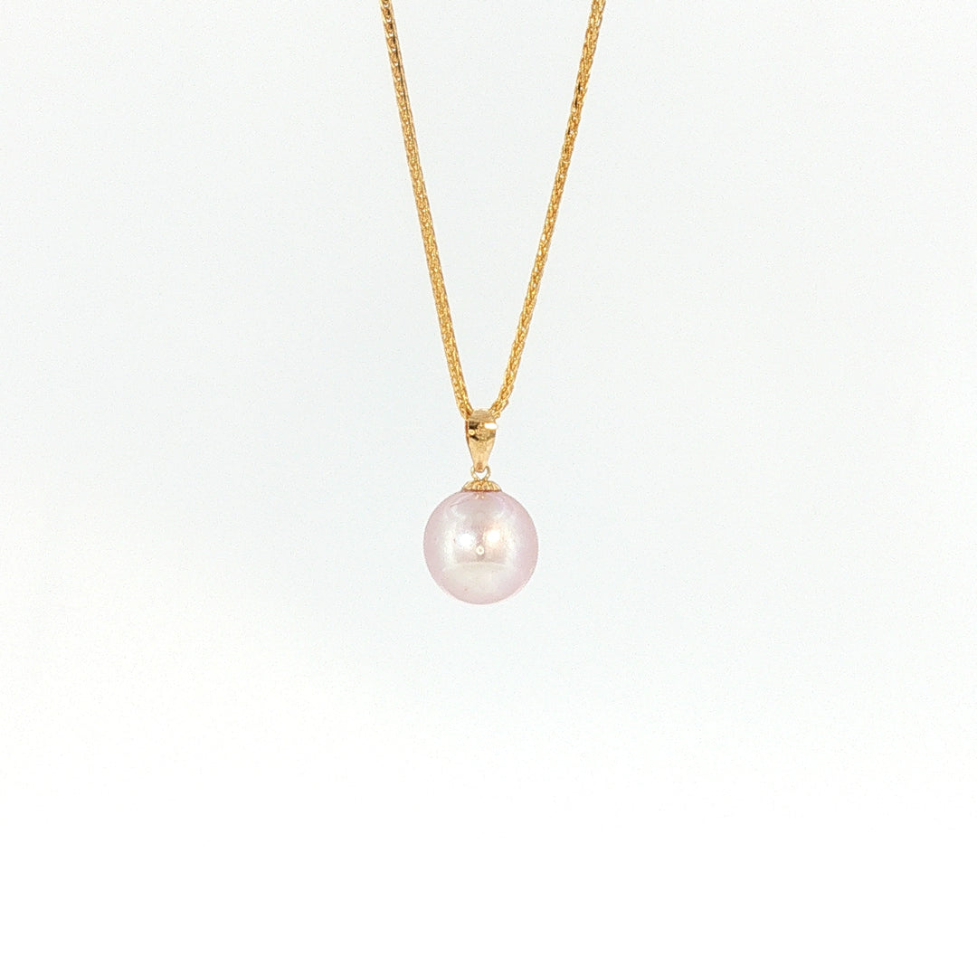 18K YG Pendant with 9.33mm lavender Fresh water pearl Pendant