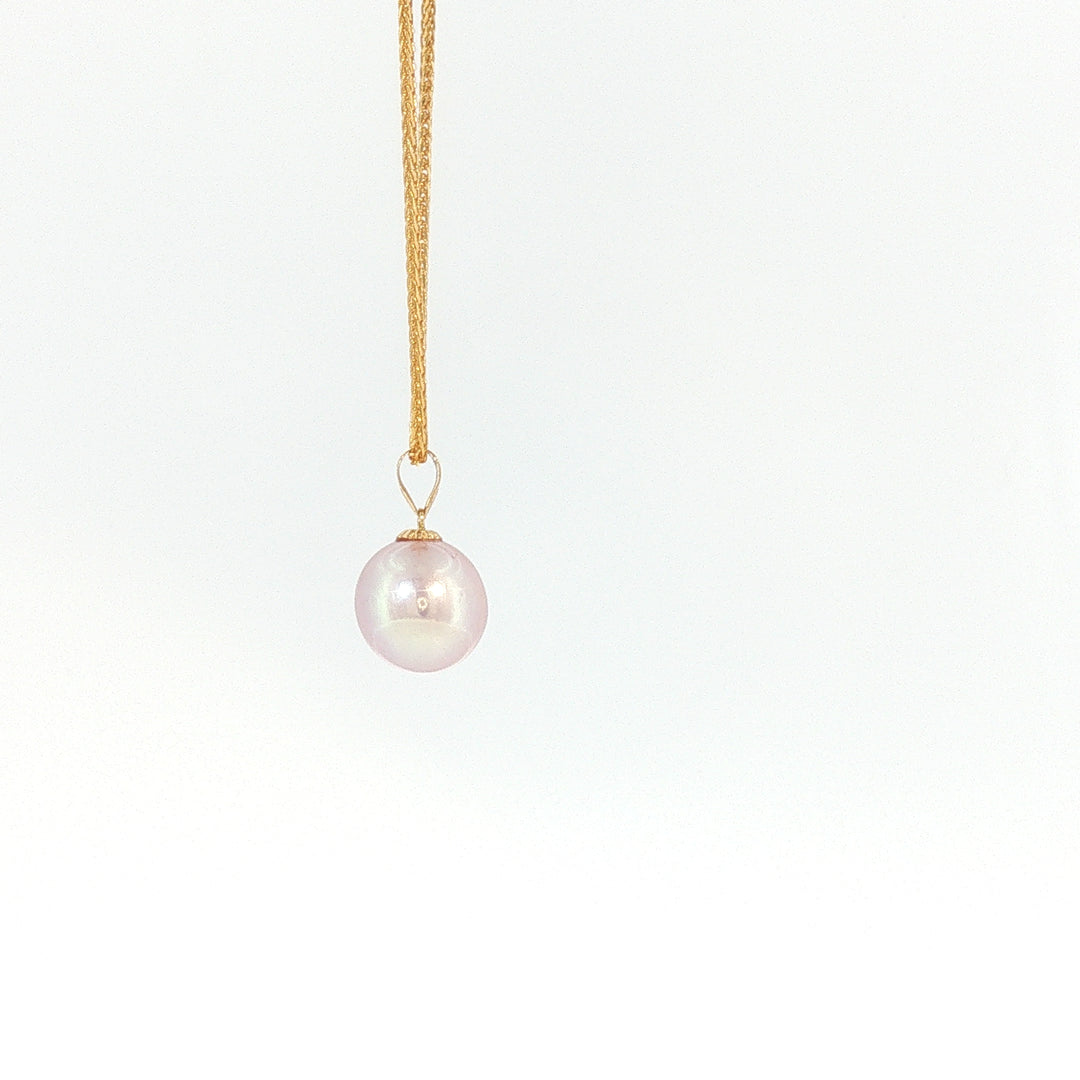 18K YG Pendant with 9.33mm lavender Fresh water pearl Pendant
