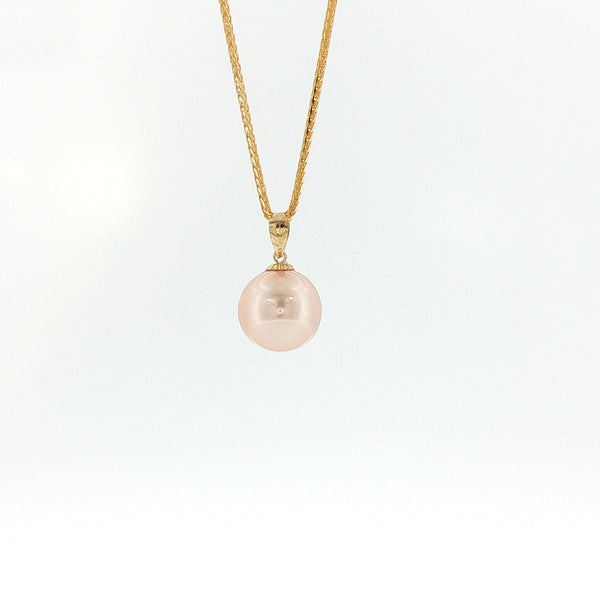 18K YG Pendant with 9.66mm Lavender Fresh water pearl Pendant