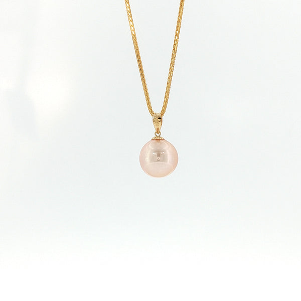 18K YG Pendant with 9.66mm Lavender Fresh water pearl Pendant
