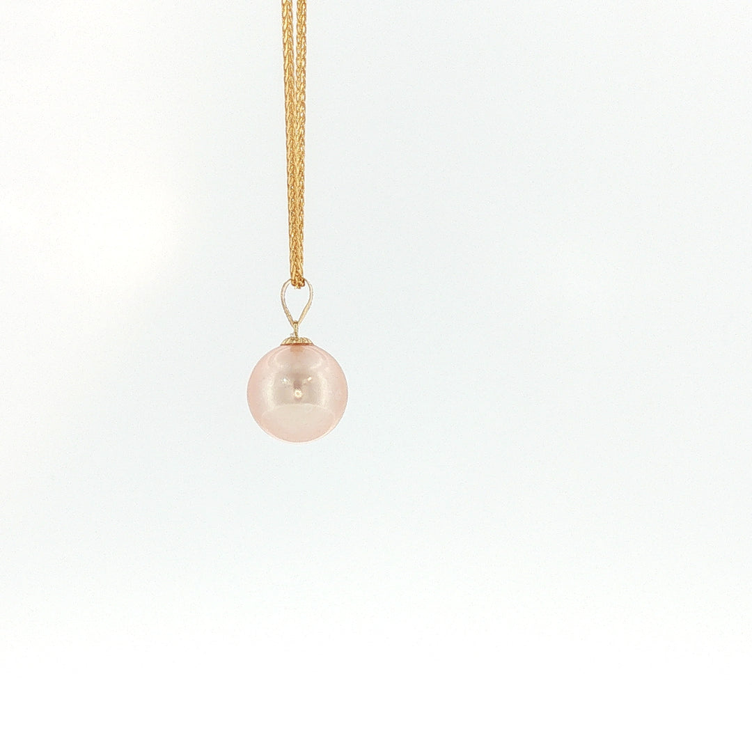 18K YG Pendant with 9.76mm Peach Fresh water pearl Pendant