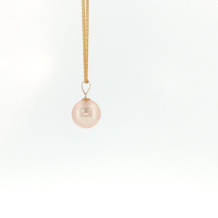 18K YG Pendant with 9.76mm Peach Fresh water pearl Pendant