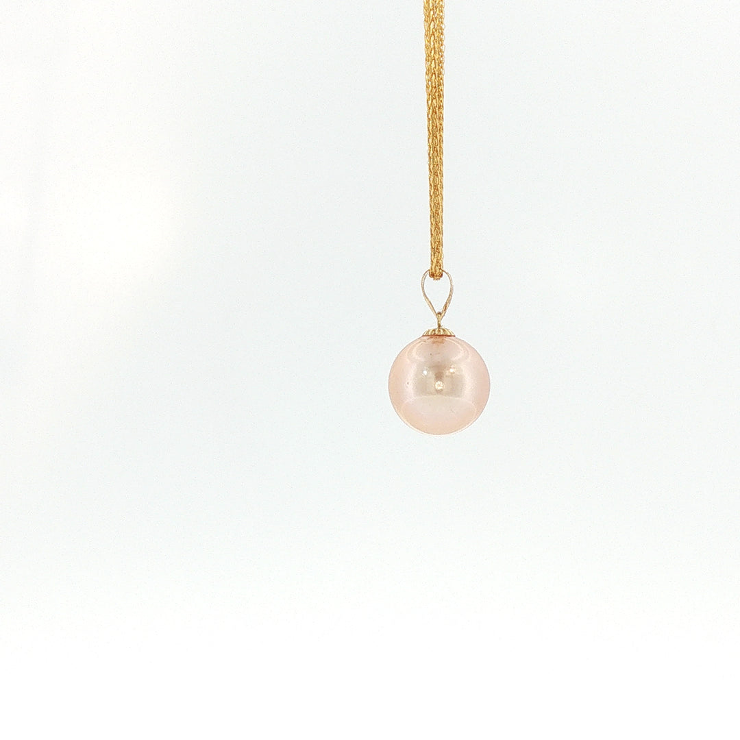 18K YG Pendant with 9.76mm Peach Fresh water pearl Pendant