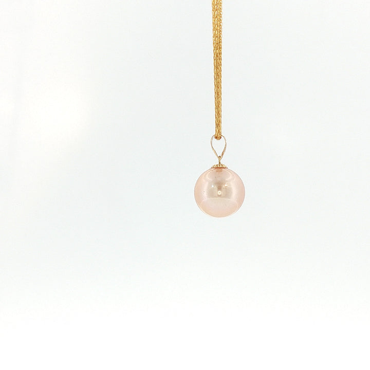 18K YG Pendant with 9.76mm Peach Fresh water pearl Pendant