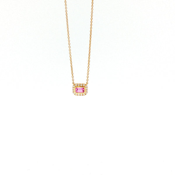 18K YG Diamond Pink Sapphire Necklace