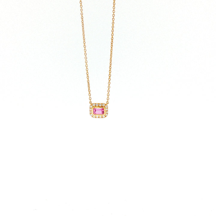 18K YG Diamond Pink Sapphire Necklace