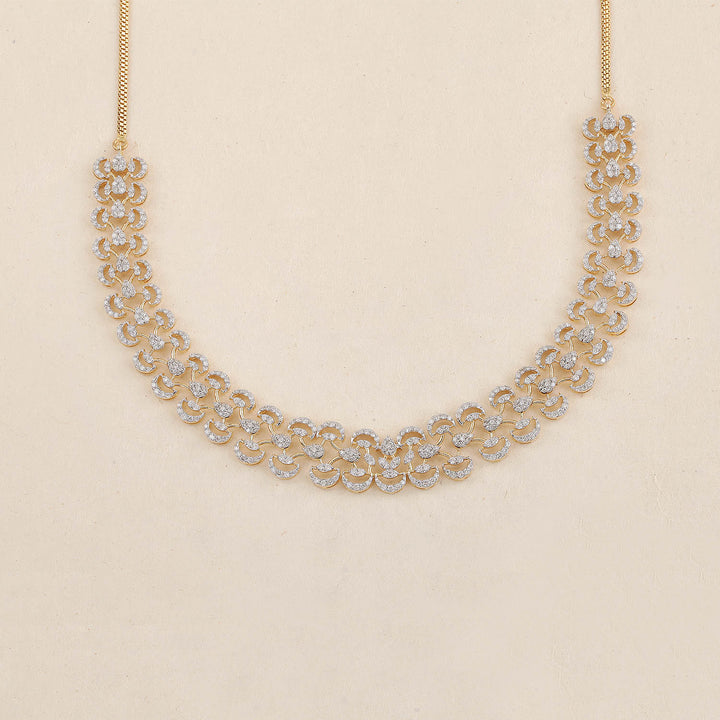 9K YG  Princess Diamond Necklace with 18K Chain-1pc