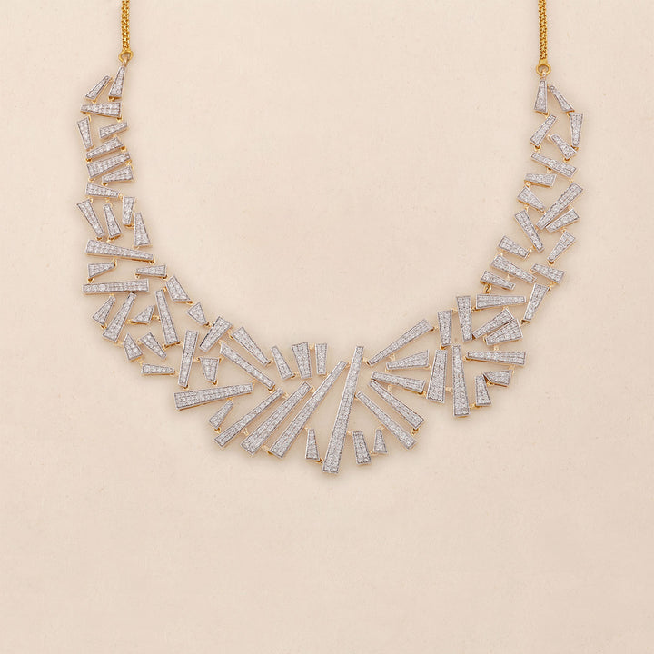 9K YG  Princess Diamond Necklace with 18K Chain-1pc