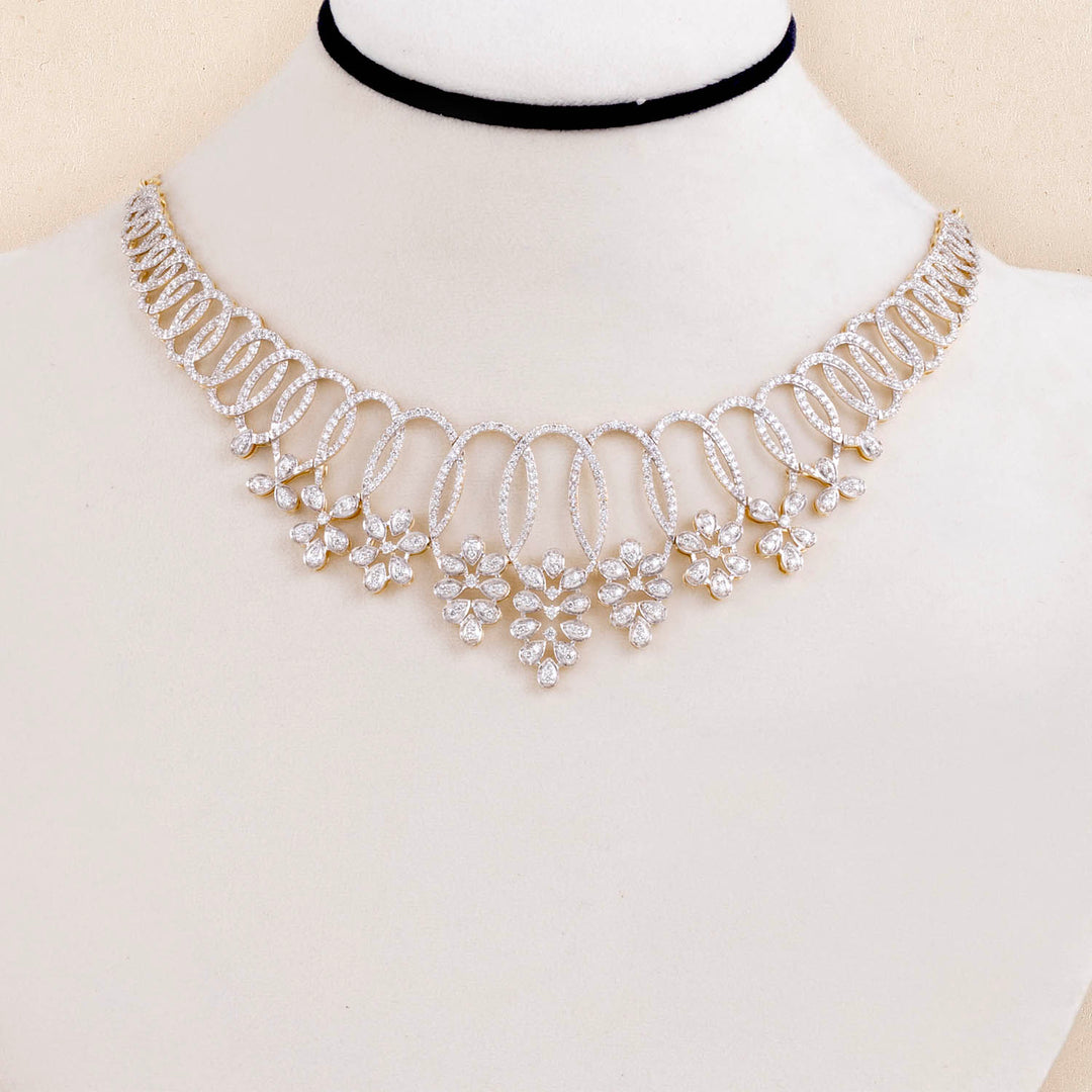9K YG  Princess Diamond Necklace with 18K Chain-1pc