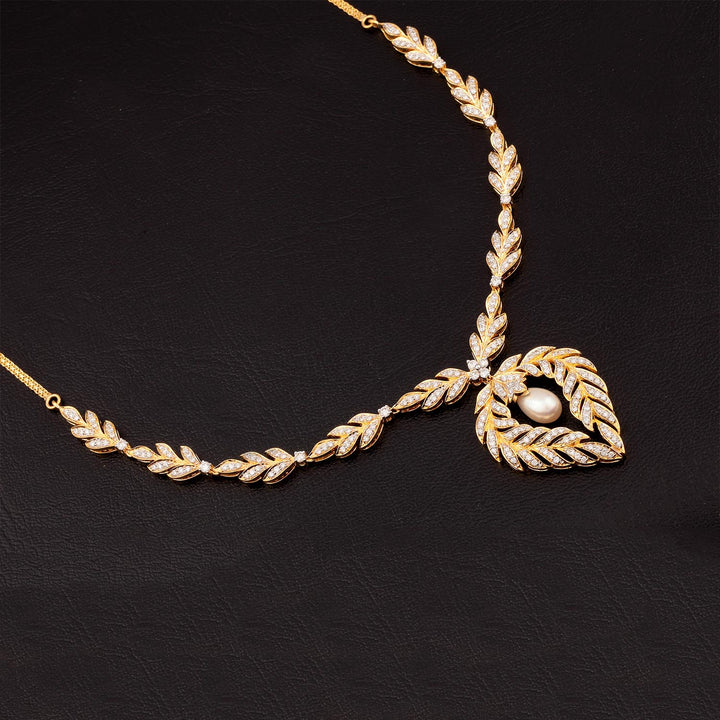 9K YG Princess Diamond, FWP Necklace with 18K Chain-1pc