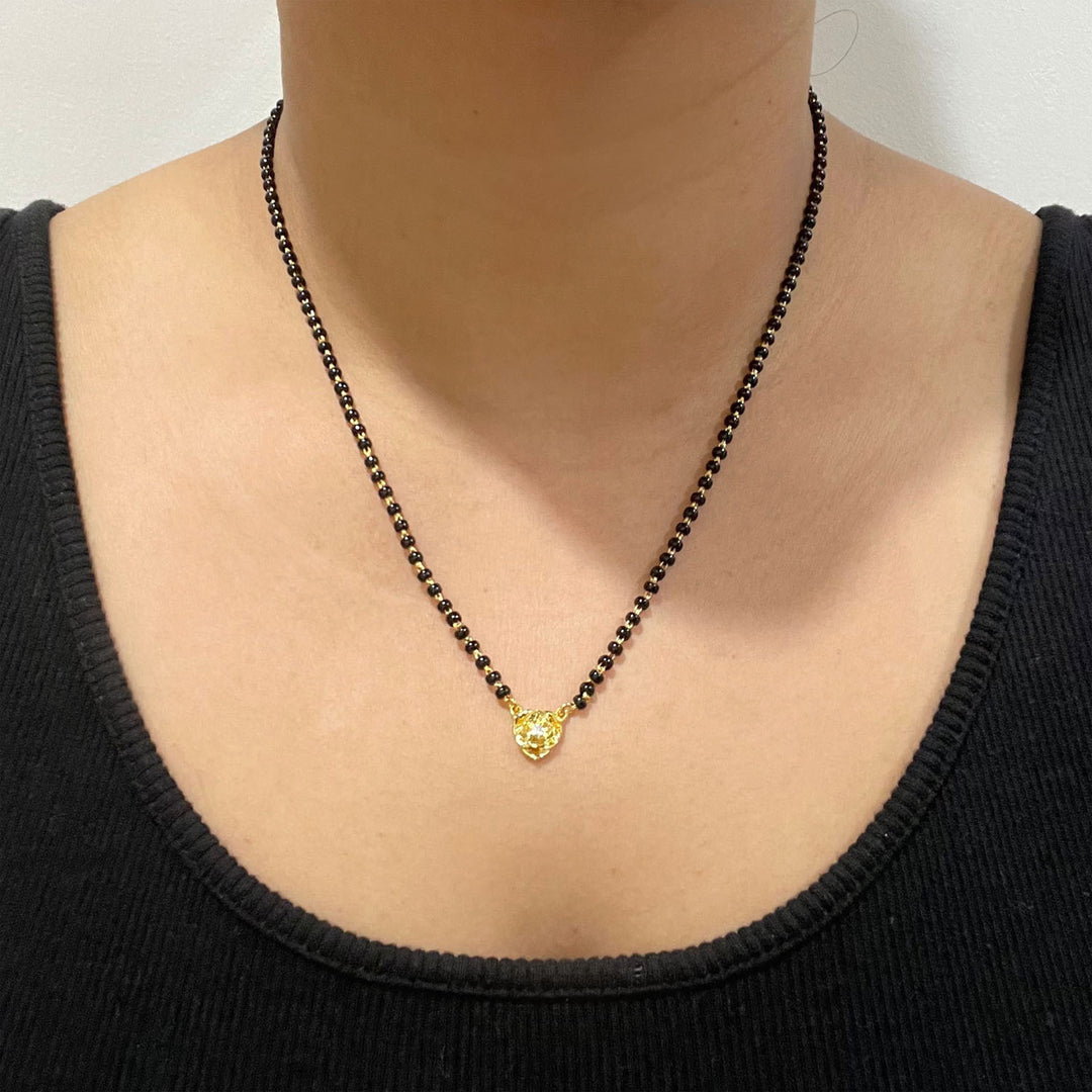 18K YG Rose Full Diamond mangalsutra-1pc