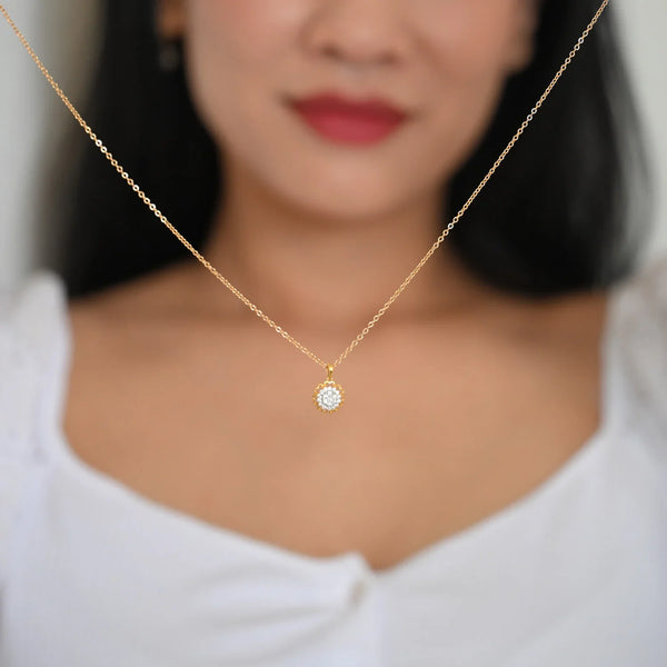 18K YG Flower Women Diamond Pendant -1PC