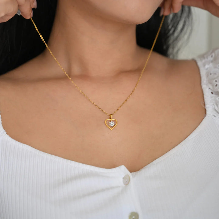 18K YG Heart Women Diamond Pendant-1pc