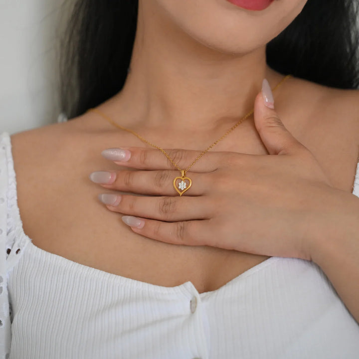 18K YG Heart Women Diamond Pendant-1pc
