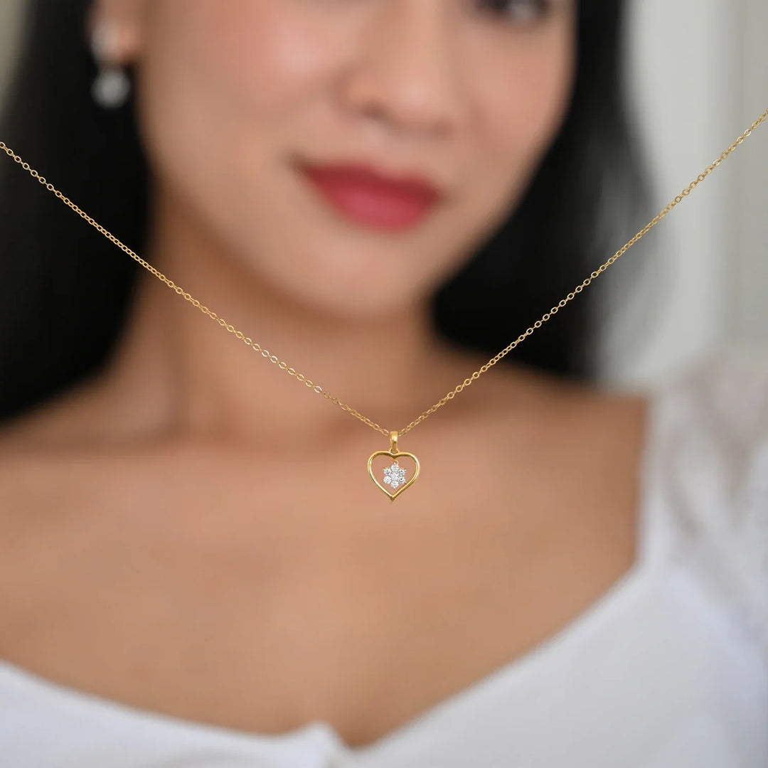 18K YG Heart Women Diamond Pendant-1pc