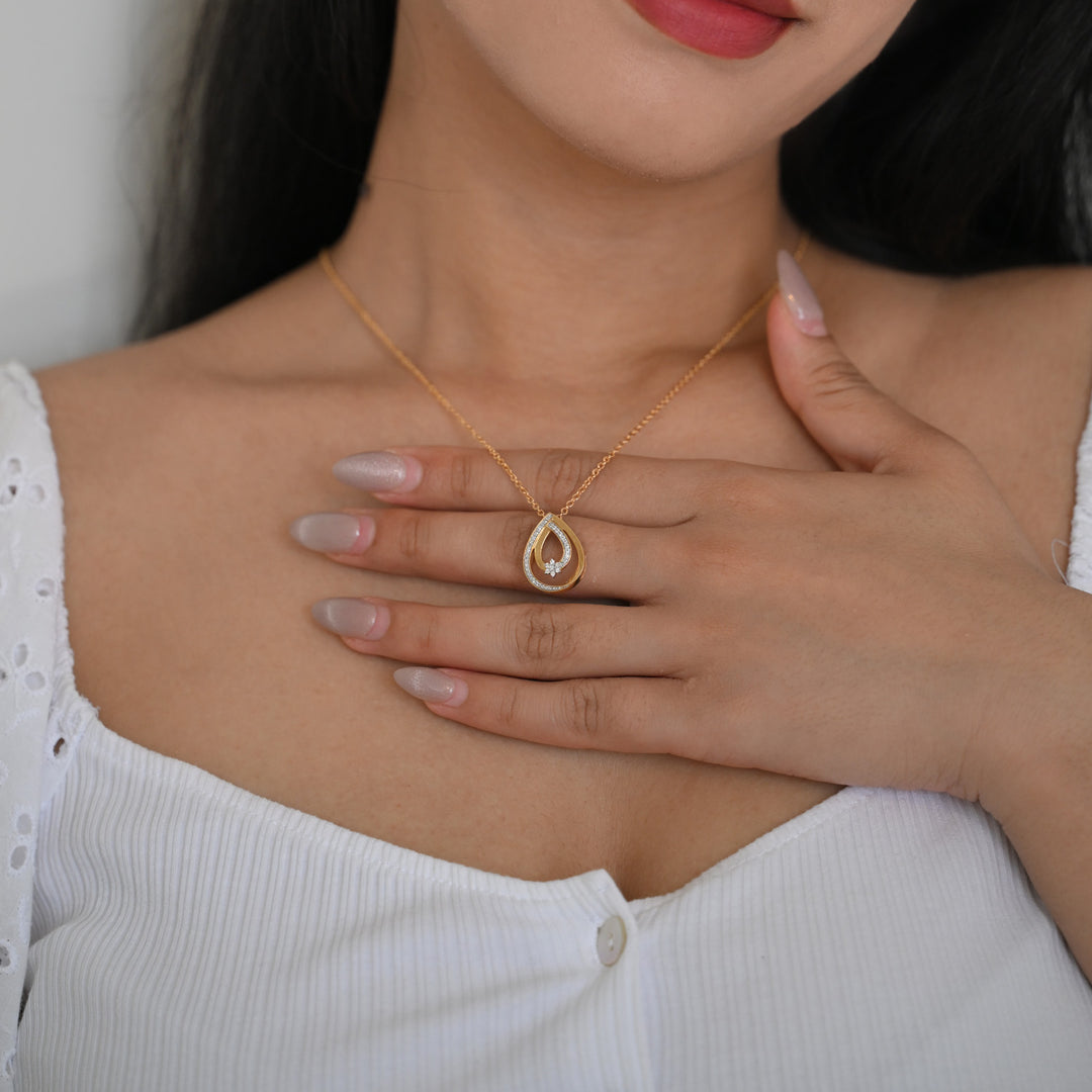 Star Diamond Double Drop Pendant 18K YG