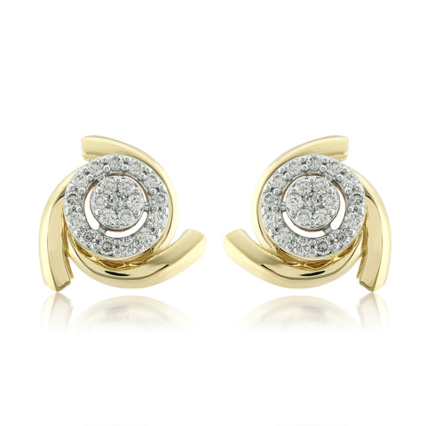 18K YG Women Fancy Diamond Earring-1pair