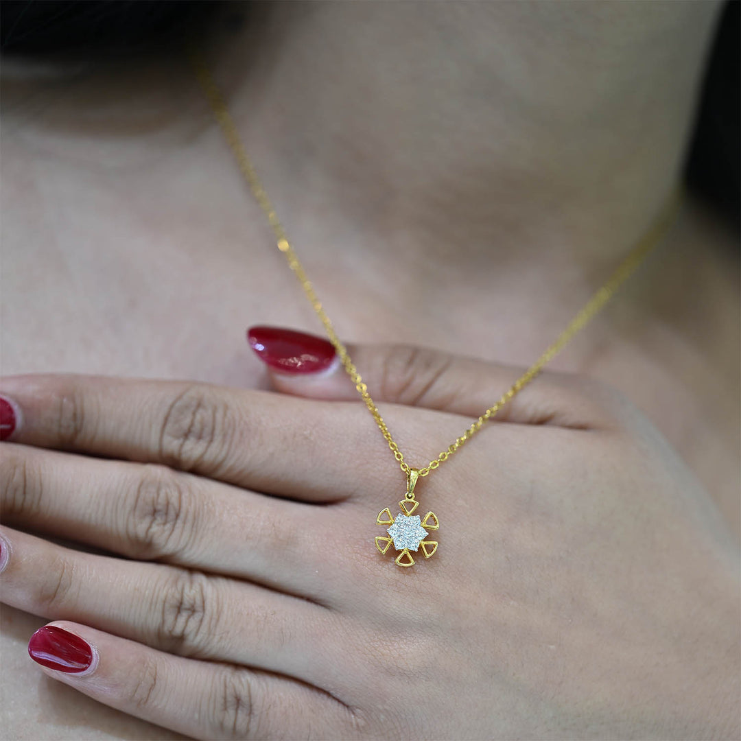 18K YG Flower Diamond Pendant- 1pc
