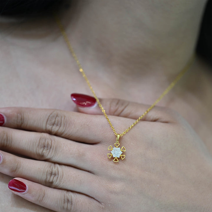 18K YG Flower Diamond Pendant- 1pc