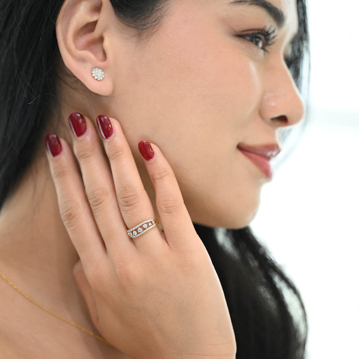 18K YG Women Band Diamond Ring- 1pc