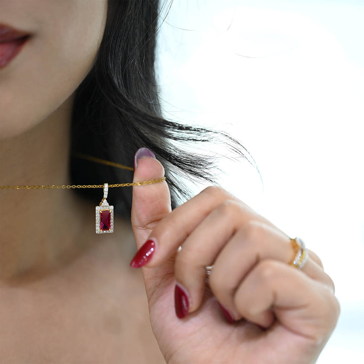 Created Ruby Cluster Pendant – 18K YG