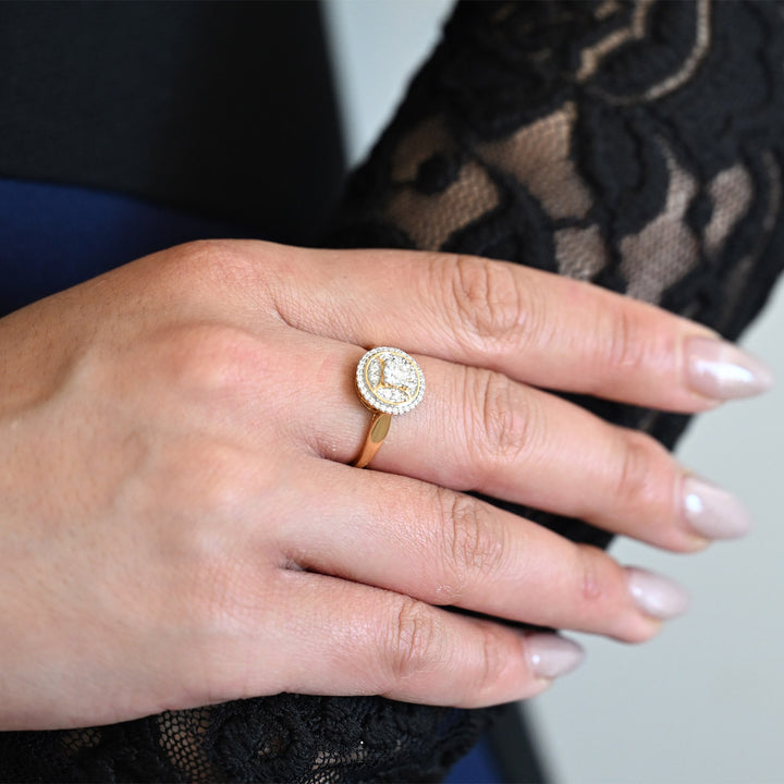 18K YG Women Cluster Diamond Ring- 1pc