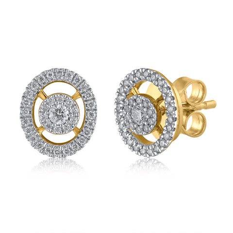 18K YG Circle Diamond Earring-1pair