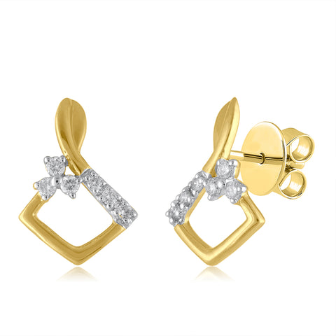18K YG Fancy Diamond Earring-1pair