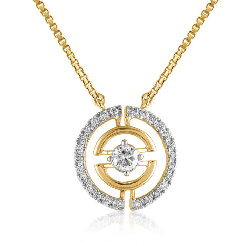 18K YG Circle Diamond Pendant-1pc
