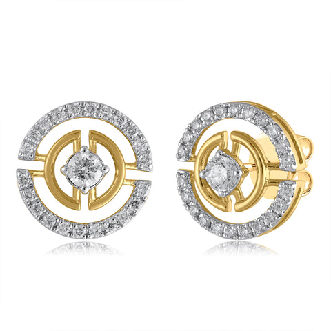 18K YG Circle Diamond Earring-1pair
